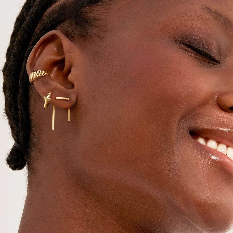 MYEARS Women Ear Cuff Earring Gold Non Pierced Ear Cartilage Clip on Wrap Hoop 14K Gold Filled Tiny Boho Beach Simple Minimalist Delicate Handmade Hypoallergenic Jewelry Gift-Sold as Single/Pair - Image 2
